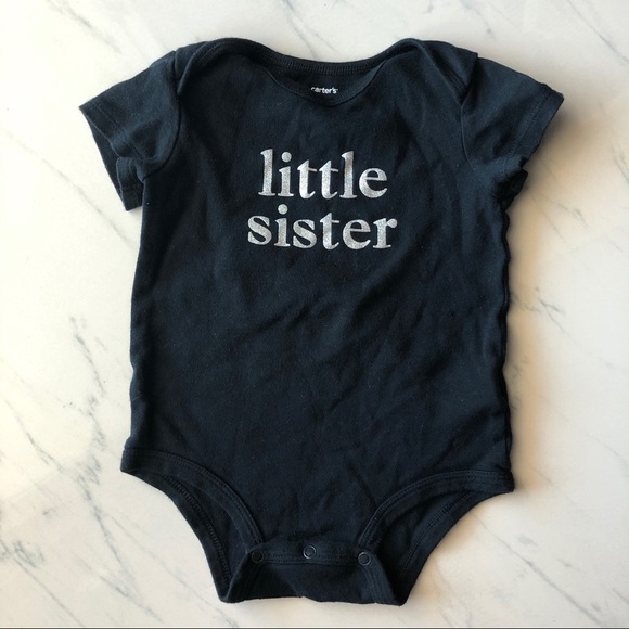 “little sister” onesie & star pattern jean shorts - Picture 2 of 7